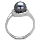 Alamode Rhodium Brass Ring with Synthetic Pearl in Gray - Alamode - Flyclothing LLC