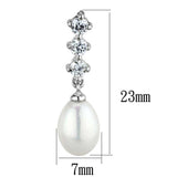 Alamode Rhodium Brass Earrings with Semi-Precious Pearl in White - Alamode - Flyclothing LLC