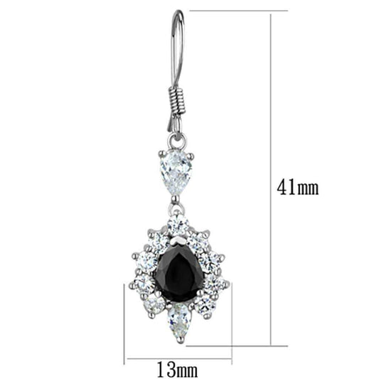 Alamode Rhodium Brass Earrings with AAA Grade CZ in Black Diamond - Alamode - Flyclothing LLC