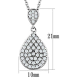 Alamode Rhodium Brass Necklace with AAA Grade CZ in Clear - Alamode - Flyclothing LLC