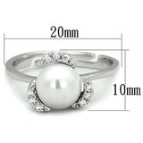Alamode Rhodium Brass Ring with Synthetic Pearl in White - Alamode - Flyclothing LLC