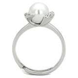 Alamode Rhodium Brass Ring with Synthetic Pearl in White - Alamode - Flyclothing LLC