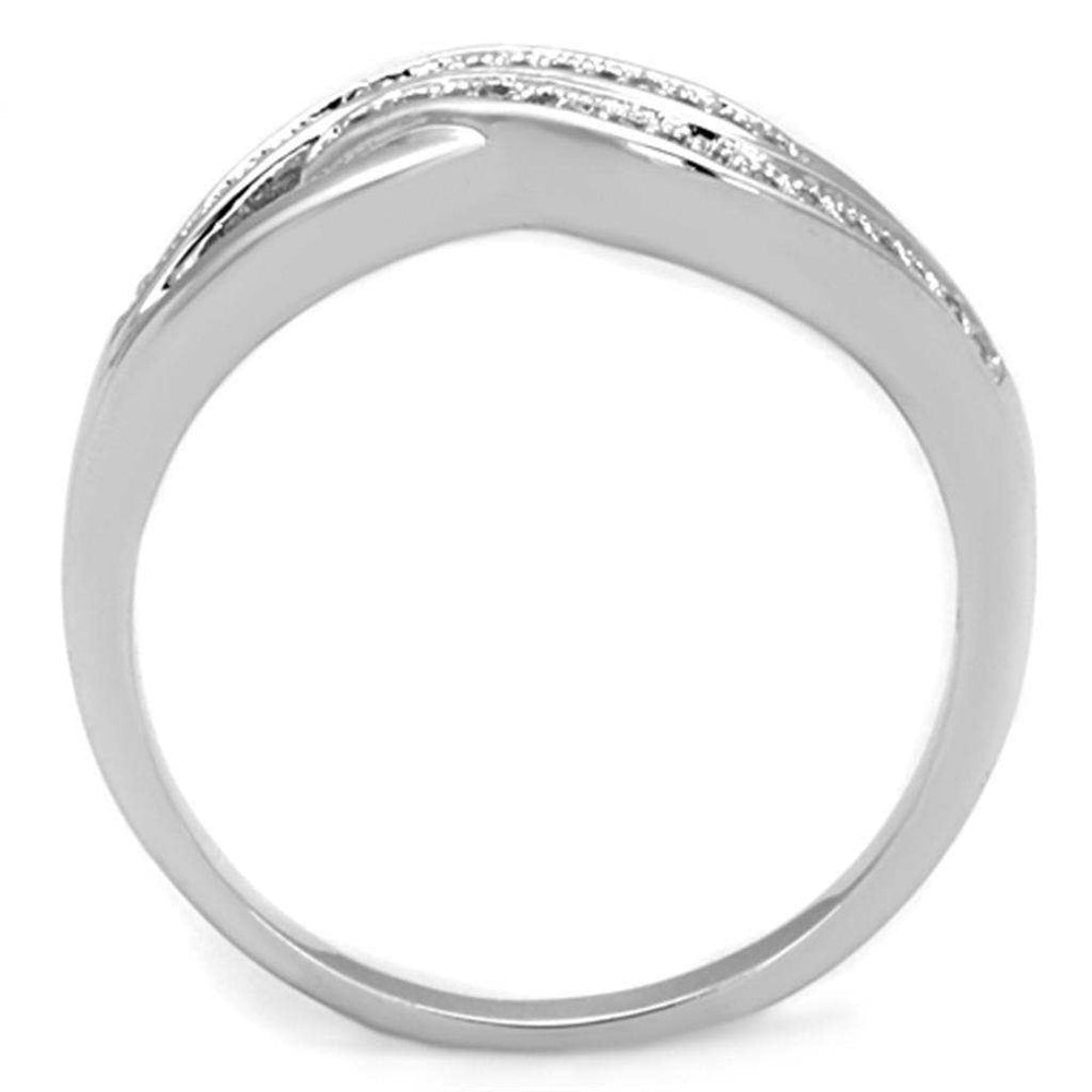 Alamode Rhodium Brass Ring with AAA Grade CZ in Clear - Alamode - Flyclothing LLC