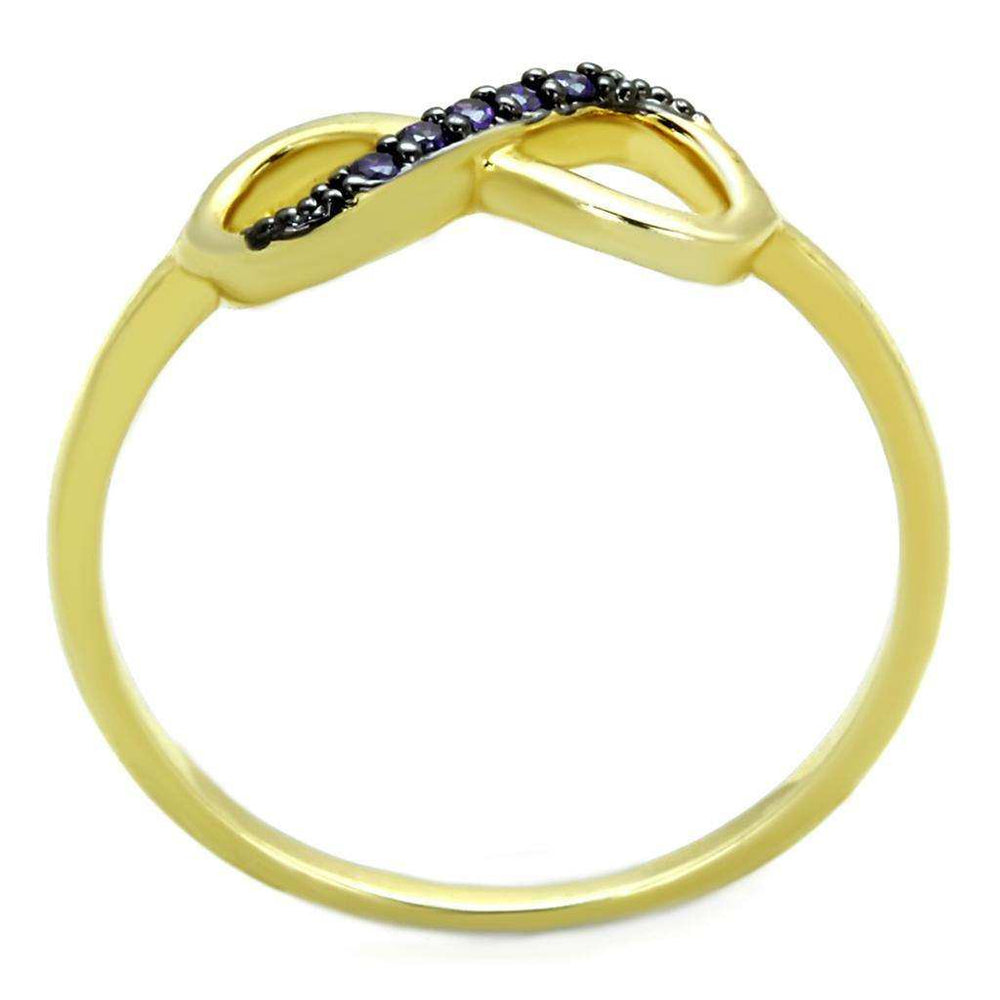 Alamode Gold+Ruthenium Brass Ring with AAA Grade CZ in Tanzanite - Alamode - Flyclothing LLC