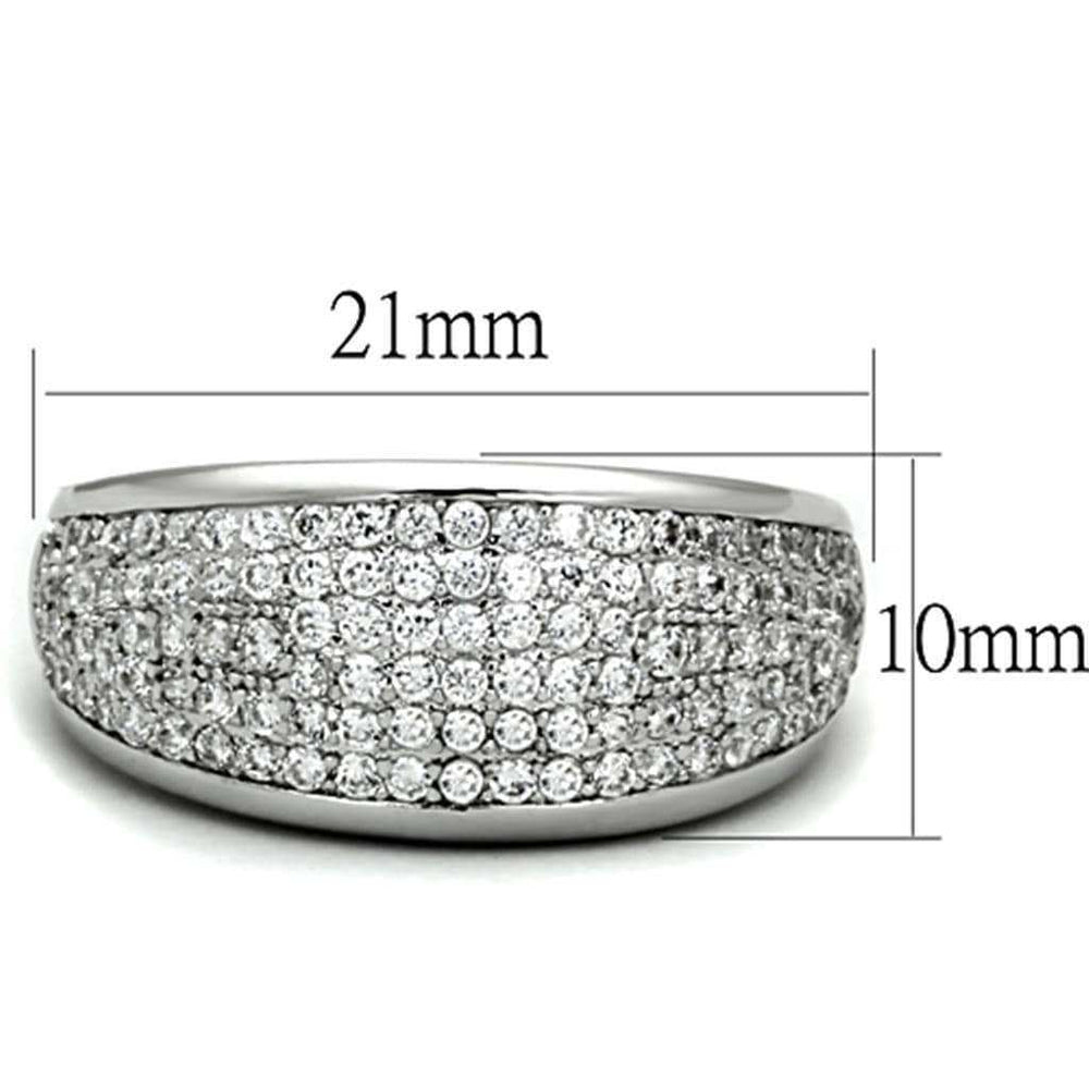 Alamode Rhodium Brass Ring with AAA Grade CZ in Clear - Alamode - Flyclothing LLC
