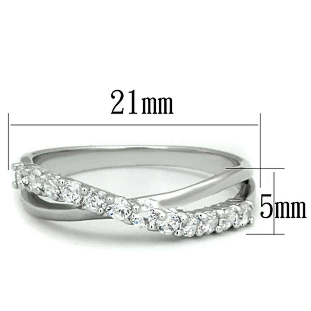 Alamode Rhodium Brass Ring with AAA Grade CZ in Clear - Alamode - Flyclothing LLC