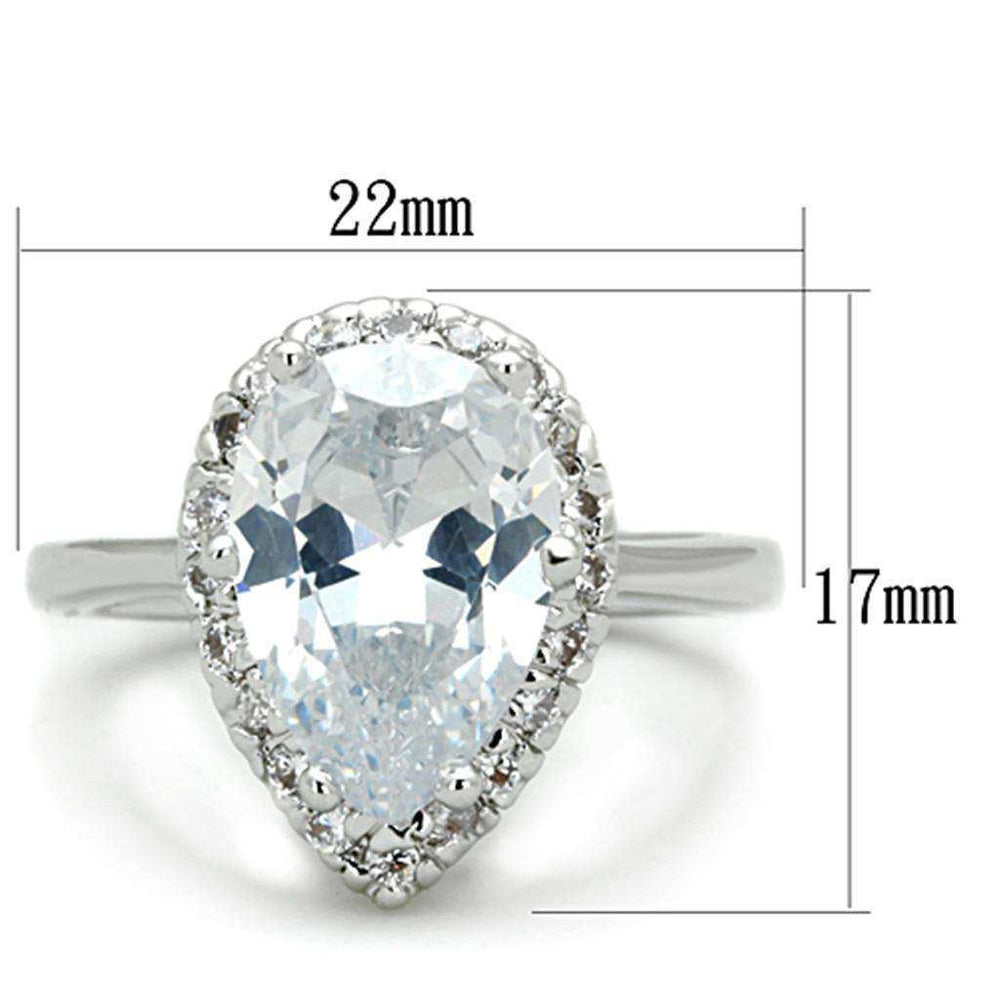 Alamode Rhodium Brass Ring with AAA Grade CZ in Clear - Alamode - Flyclothing LLC