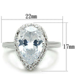 Alamode Rhodium Brass Ring with AAA Grade CZ in Clear - Alamode - Flyclothing LLC