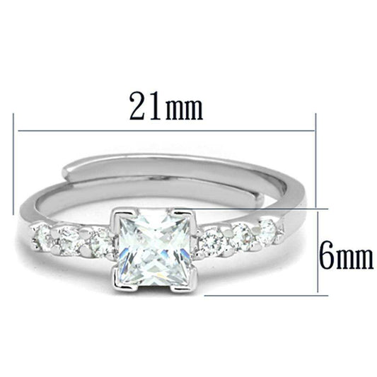 Alamode Rhodium Brass Ring with AAA Grade CZ in Clear - Alamode - Flyclothing LLC