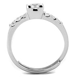 Alamode Rhodium Brass Ring with AAA Grade CZ in Clear - Alamode - Flyclothing LLC