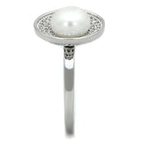 Alamode Rhodium Brass Ring with Synthetic Pearl in White - Alamode - Flyclothing LLC