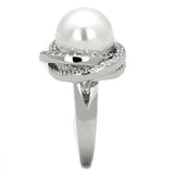 Alamode Rhodium Brass Ring with Synthetic Pearl in White - Alamode - Flyclothing LLC