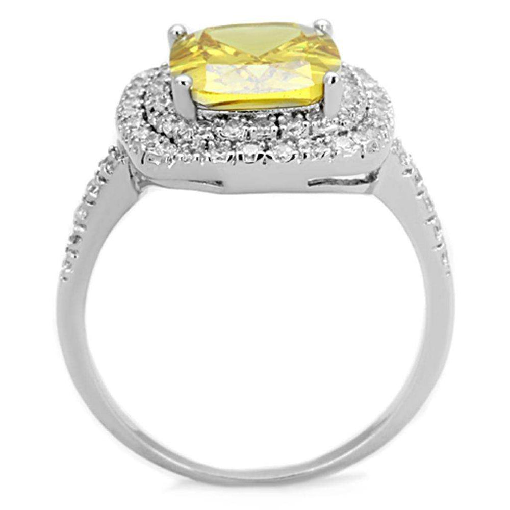 Alamode Rhodium Brass Ring with AAA Grade CZ in Topaz - Alamode - Flyclothing LLC