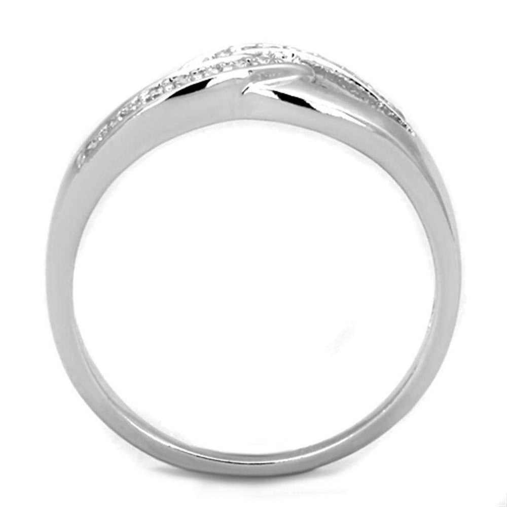 Alamode Rhodium Brass Ring with AAA Grade CZ in Clear - Alamode - Flyclothing LLC
