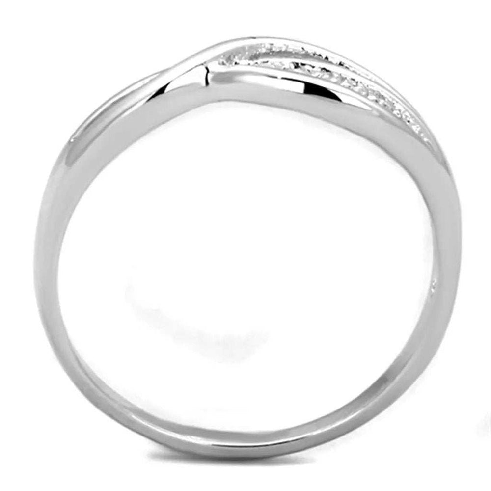 Alamode Rhodium Brass Ring with AAA Grade CZ in Clear - Alamode - Flyclothing LLC