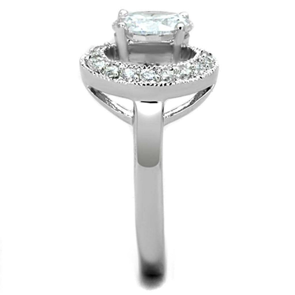 Alamode Rhodium Brass Ring with AAA Grade CZ in Clear - Alamode - Flyclothing LLC