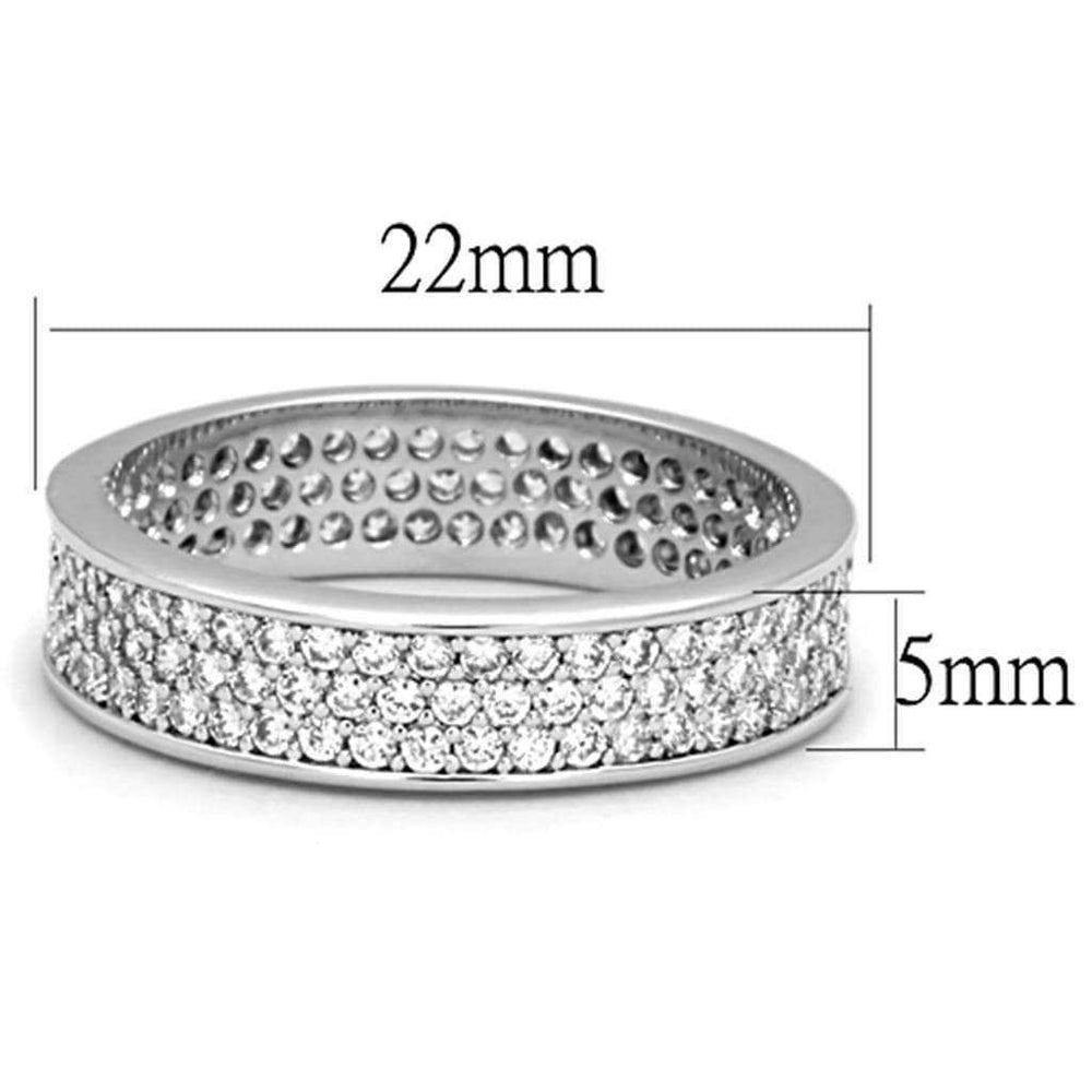 Alamode Rhodium Brass Ring with AAA Grade CZ in Clear - Alamode - Flyclothing LLC