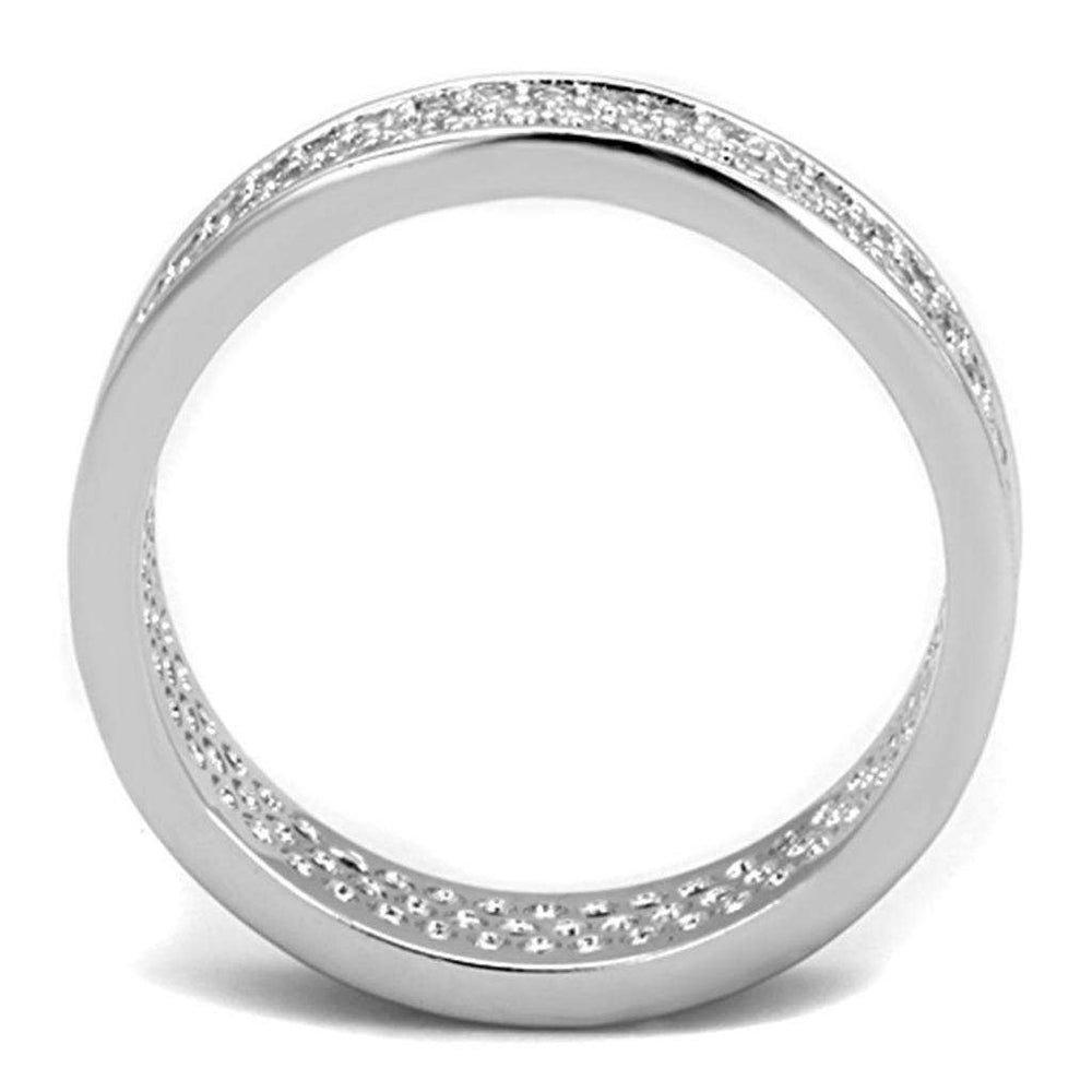 Alamode Rhodium Brass Ring with AAA Grade CZ in Clear - Alamode - Flyclothing LLC
