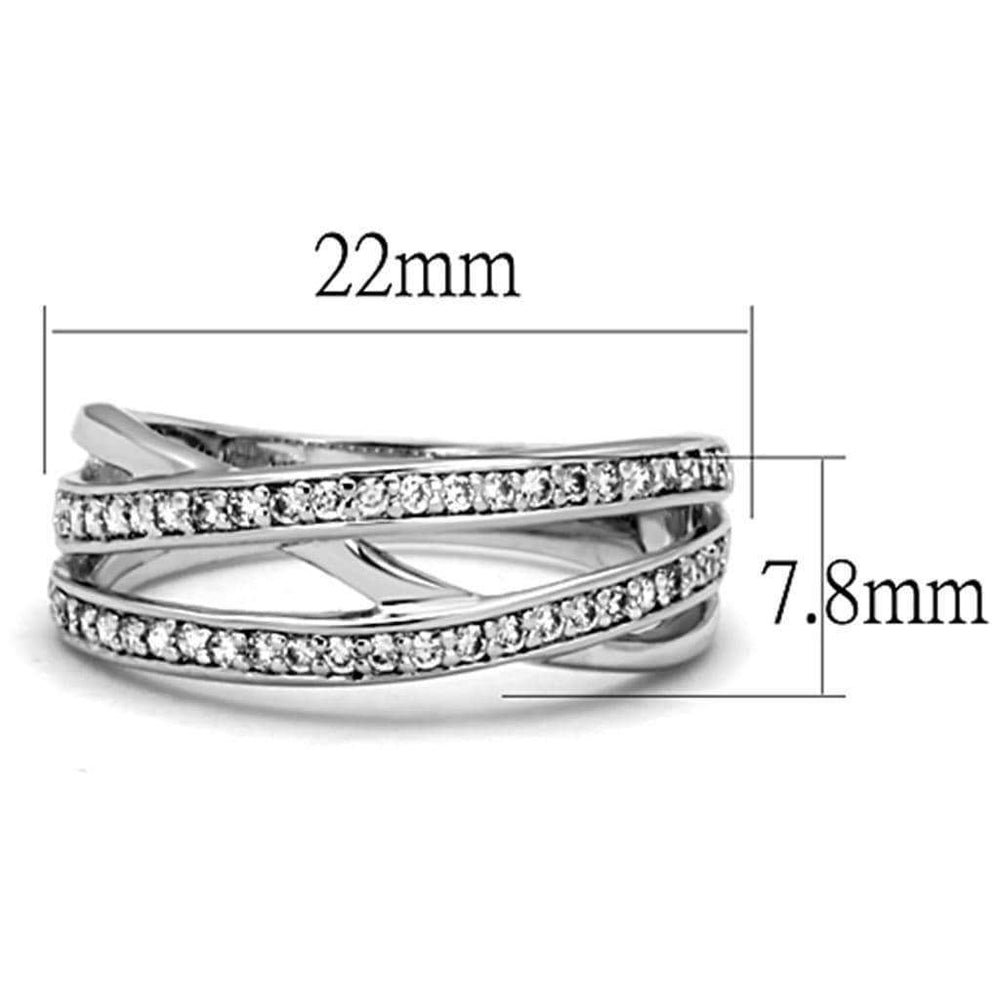 Alamode Rhodium Brass Ring with AAA Grade CZ in Clear - Alamode - Flyclothing LLC
