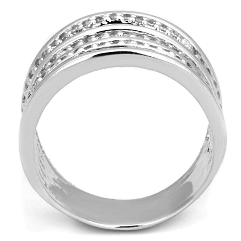 Alamode Rhodium Brass Ring with AAA Grade CZ in Clear - Alamode - Flyclothing LLC