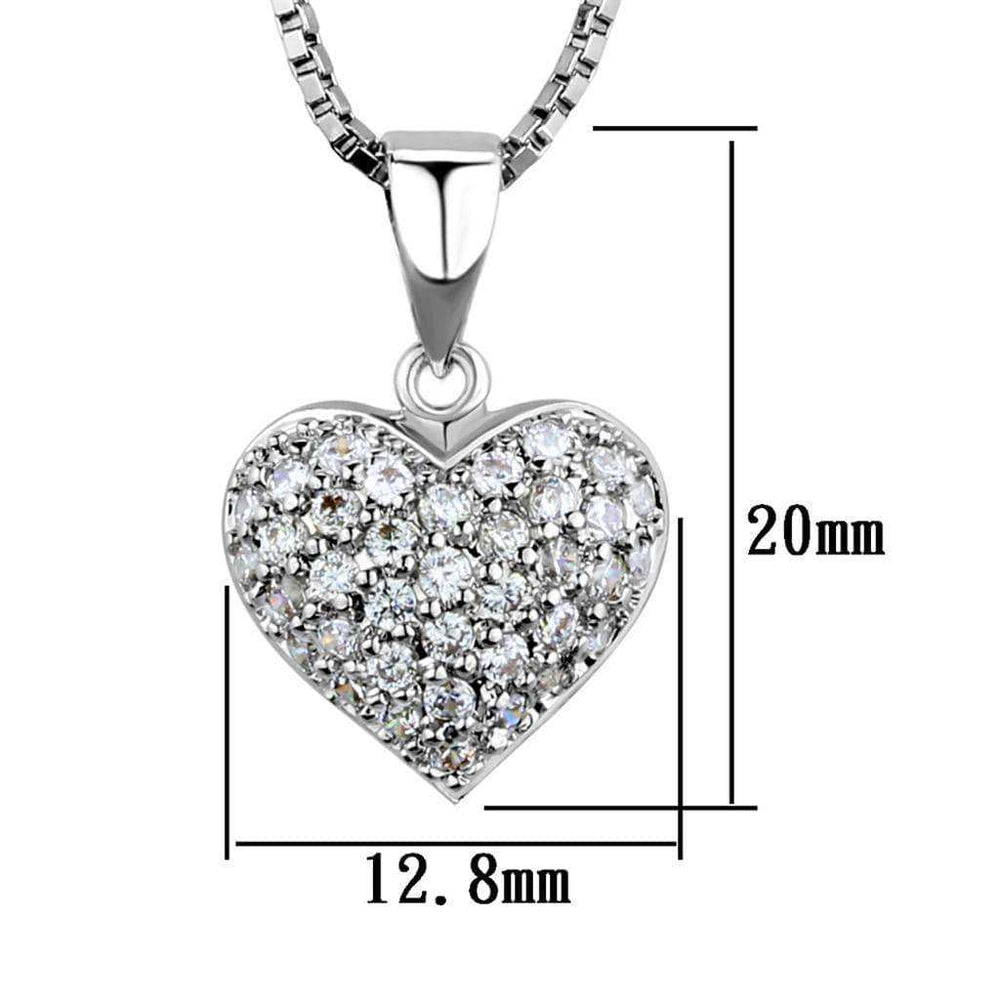 Alamode Rhodium Brass Chain Pendant with AAA Grade CZ in Clear - Alamode - Flyclothing LLC