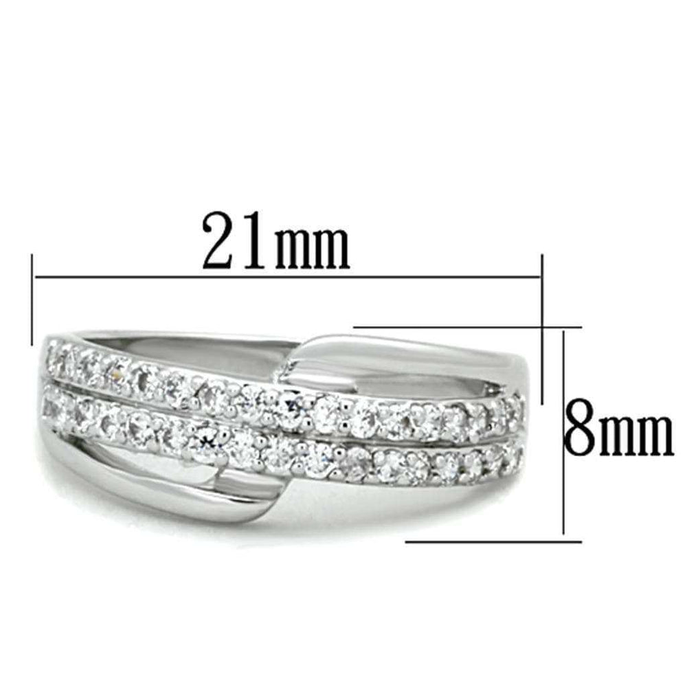 Alamode Rhodium Brass Ring with AAA Grade CZ in Clear - Alamode - Flyclothing LLC