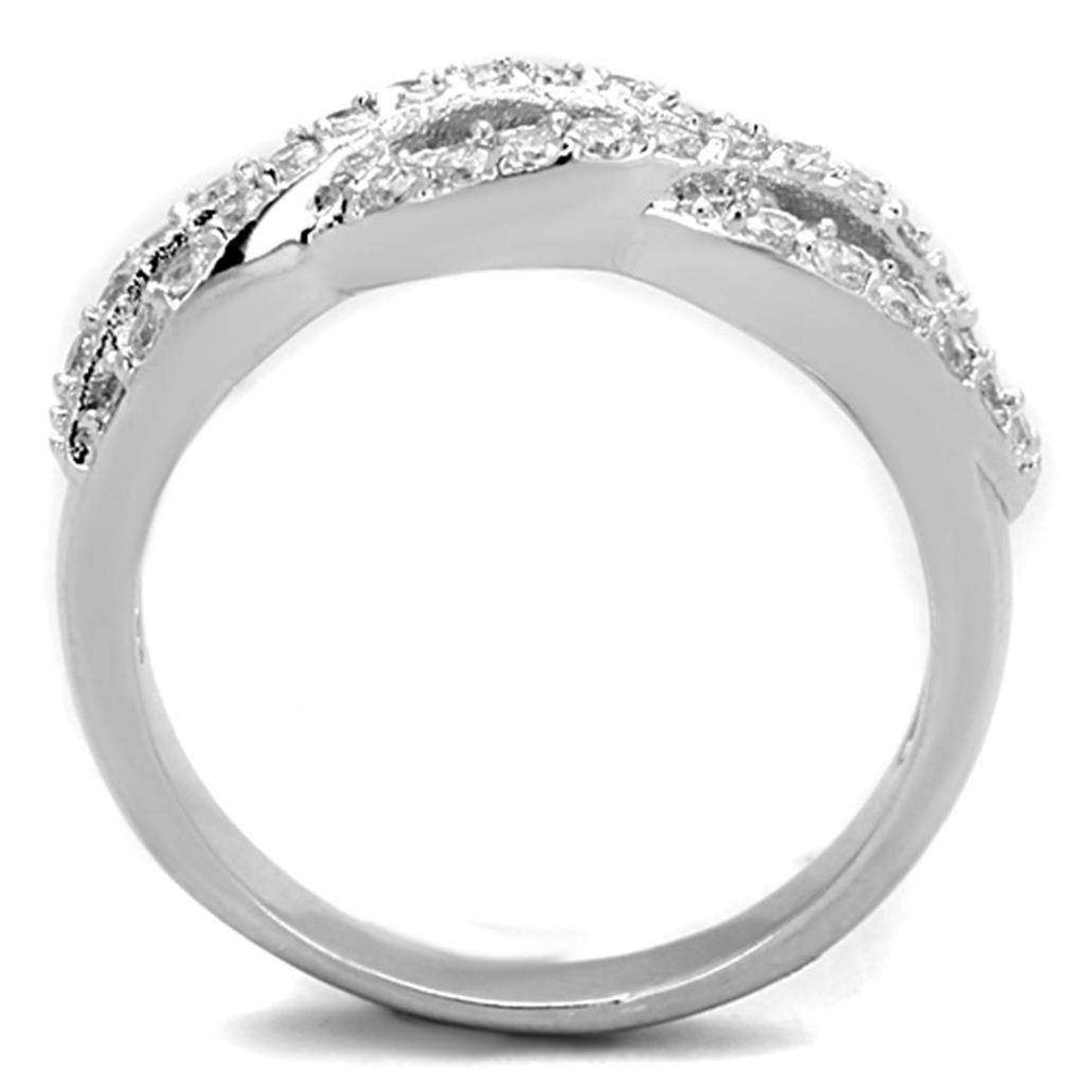 Alamode Rhodium Brass Ring with AAA Grade CZ in Clear - Alamode - Flyclothing LLC