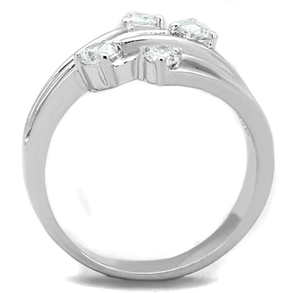 Alamode Rhodium Brass Ring with AAA Grade CZ in Clear - Alamode - Flyclothing LLC