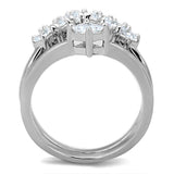 Alamode Rhodium Brass Ring with AAA Grade CZ in Clear - Alamode - Flyclothing LLC