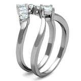 Alamode Rhodium Brass Ring with AAA Grade CZ in Clear - Alamode - Flyclothing LLC