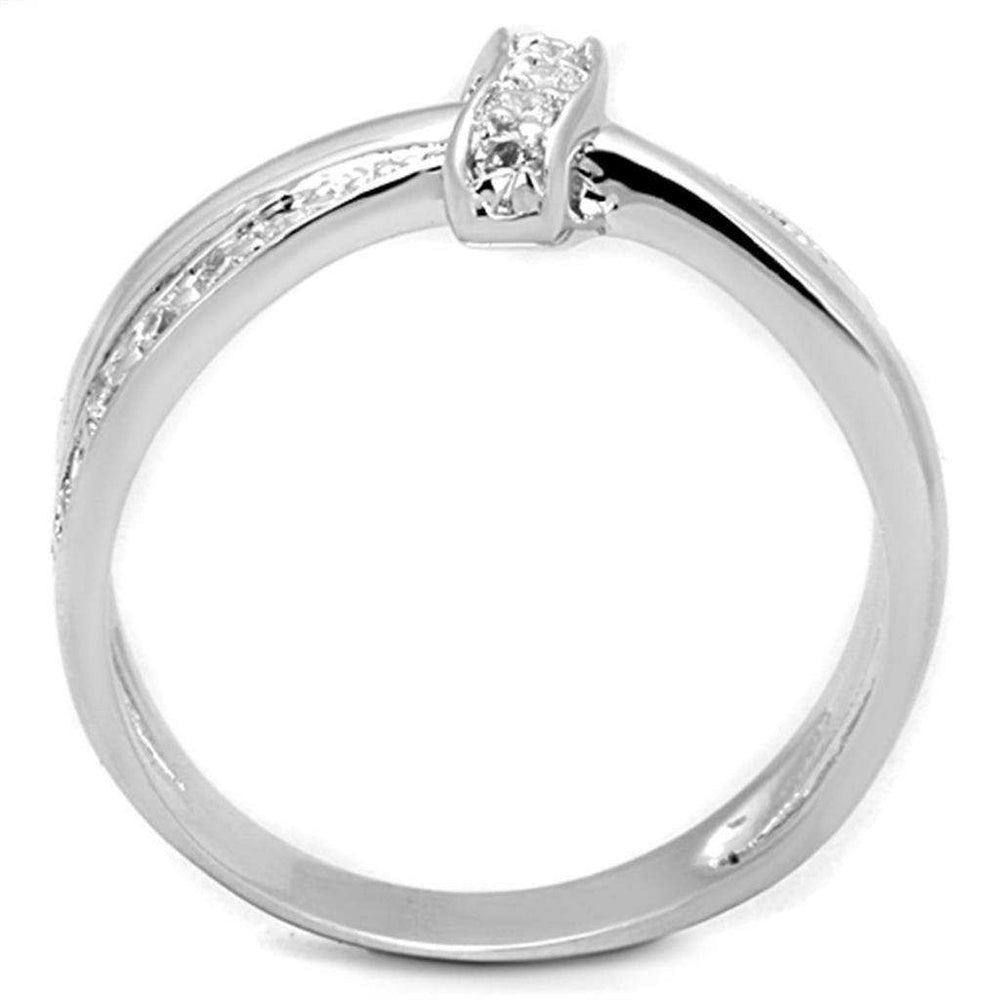 Alamode Rhodium Brass Ring with AAA Grade CZ in Clear - Alamode - Flyclothing LLC