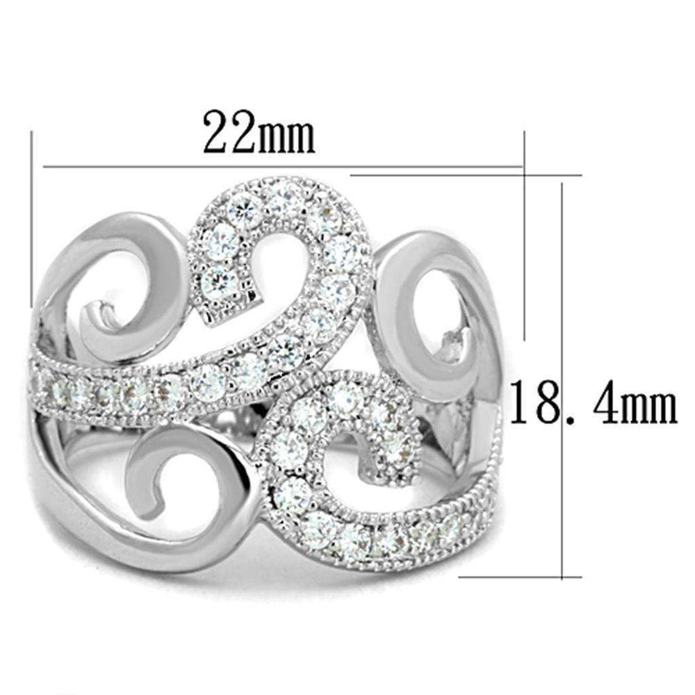Alamode Rhodium Brass Ring with AAA Grade CZ in Clear - Alamode - Flyclothing LLC