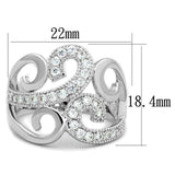 Alamode Rhodium Brass Ring with AAA Grade CZ in Clear - Alamode - Flyclothing LLC