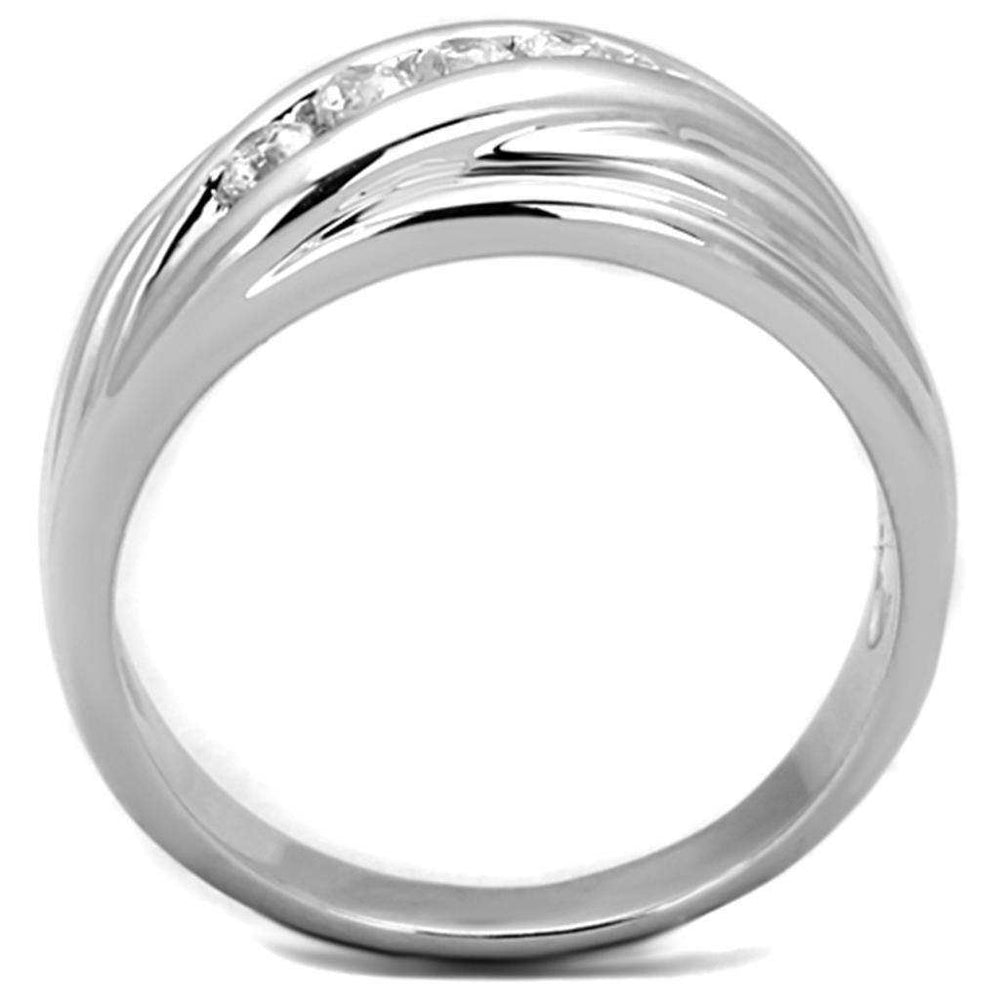 Alamode Rhodium Brass Ring with AAA Grade CZ in Clear - Alamode - Flyclothing LLC