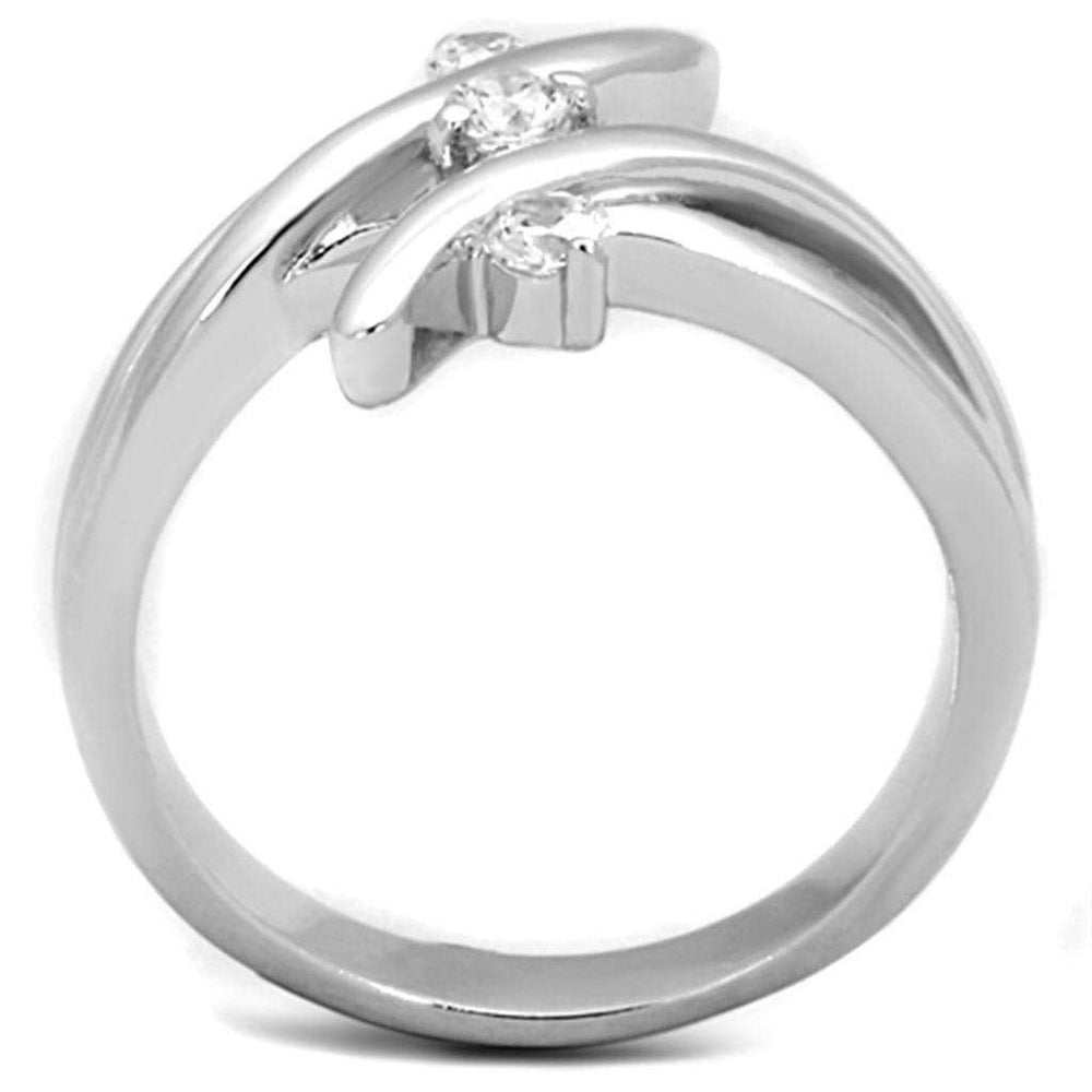 Alamode Rhodium Brass Ring with AAA Grade CZ in Clear - Alamode - Flyclothing LLC