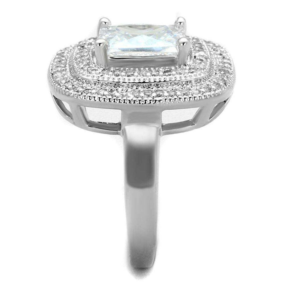 Alamode Rhodium Brass Ring with AAA Grade CZ in Clear - Alamode - Flyclothing LLC
