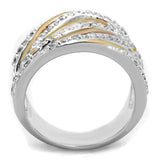 Alamode Rose Gold + Rhodium Brass Ring with AAA Grade CZ in Clear - Alamode - Flyclothing LLC