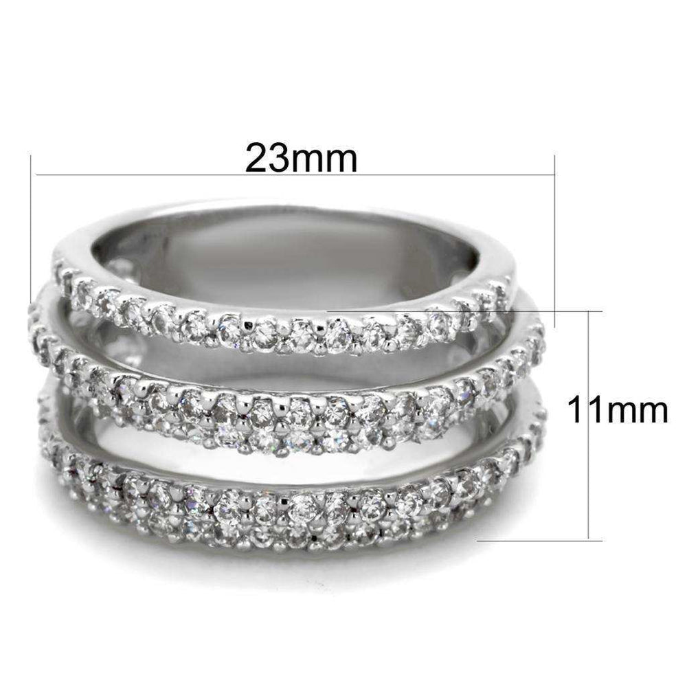 Alamode Rhodium Brass Ring with AAA Grade CZ in Clear - Alamode - Flyclothing LLC