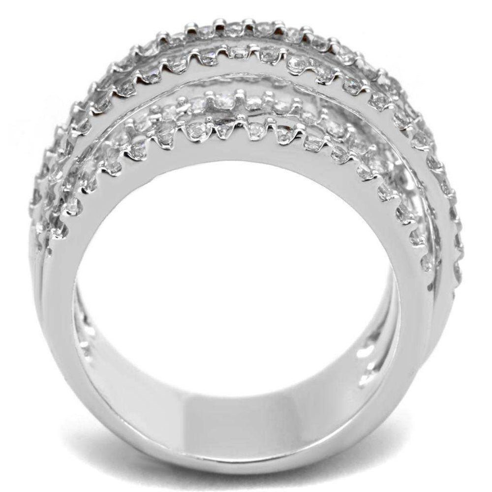 Alamode Rhodium Brass Ring with AAA Grade CZ in Clear - Alamode - Flyclothing LLC