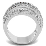 Alamode Rhodium Brass Ring with AAA Grade CZ in Clear - Alamode - Flyclothing LLC