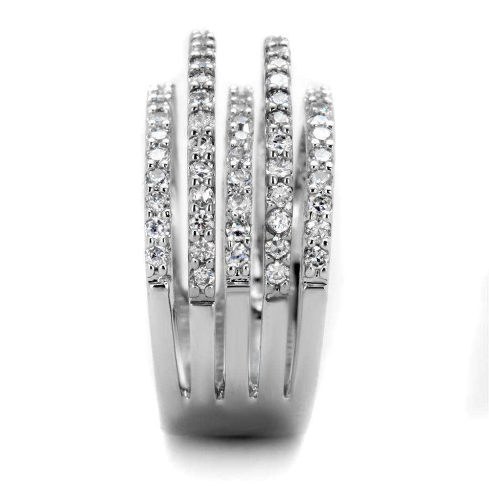 Alamode Rhodium Brass Ring with AAA Grade CZ in Clear - Alamode - Flyclothing LLC