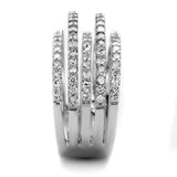 Alamode Rhodium Brass Ring with AAA Grade CZ in Clear - Alamode - Flyclothing LLC