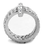 Alamode Rhodium Brass Ring with AAA Grade CZ in Clear - Alamode - Flyclothing LLC