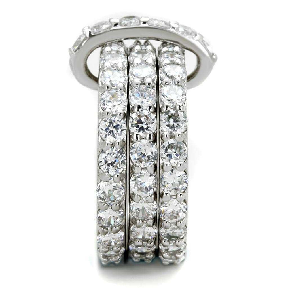 Alamode Rhodium Brass Ring with AAA Grade CZ in Clear - Alamode - Flyclothing LLC