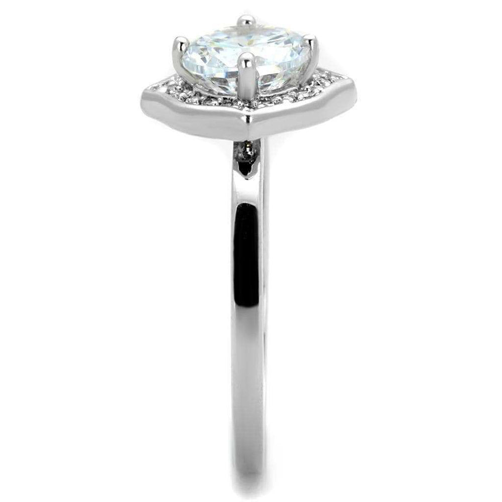 Alamode Rhodium Brass Ring with AAA Grade CZ in Clear - Alamode - Flyclothing LLC