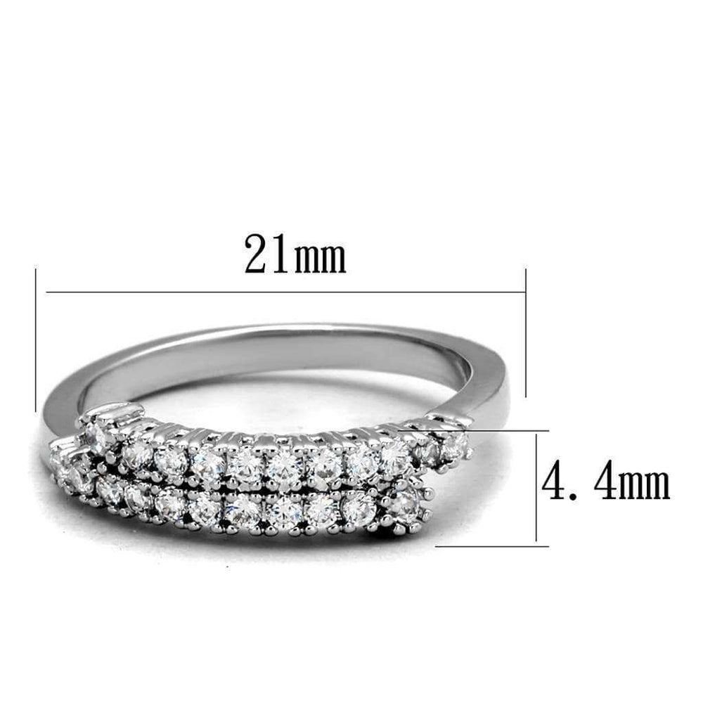 Alamode Rhodium Brass Ring with AAA Grade CZ in Clear - Alamode - Flyclothing LLC