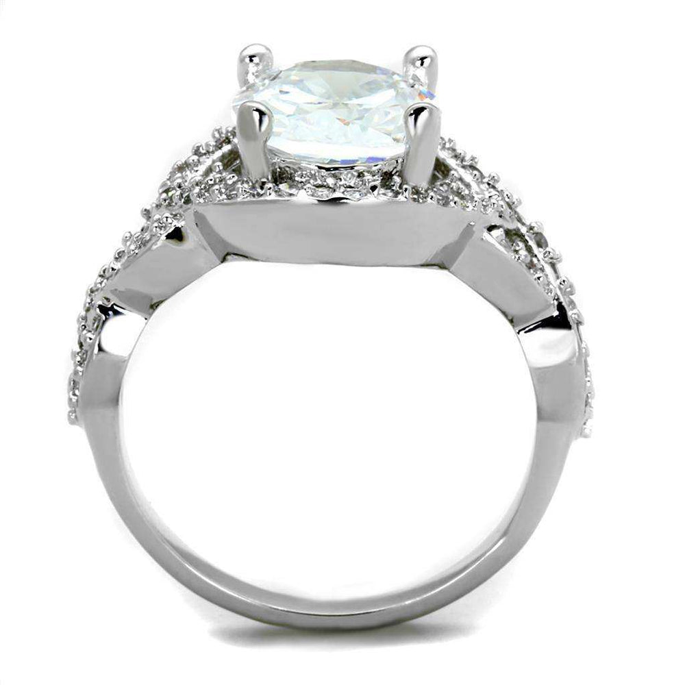 Alamode Rhodium Brass Ring with AAA Grade CZ in Clear - Alamode - Flyclothing LLC