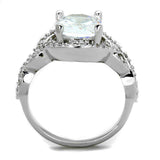 Alamode Rhodium Brass Ring with AAA Grade CZ in Clear - Alamode - Flyclothing LLC