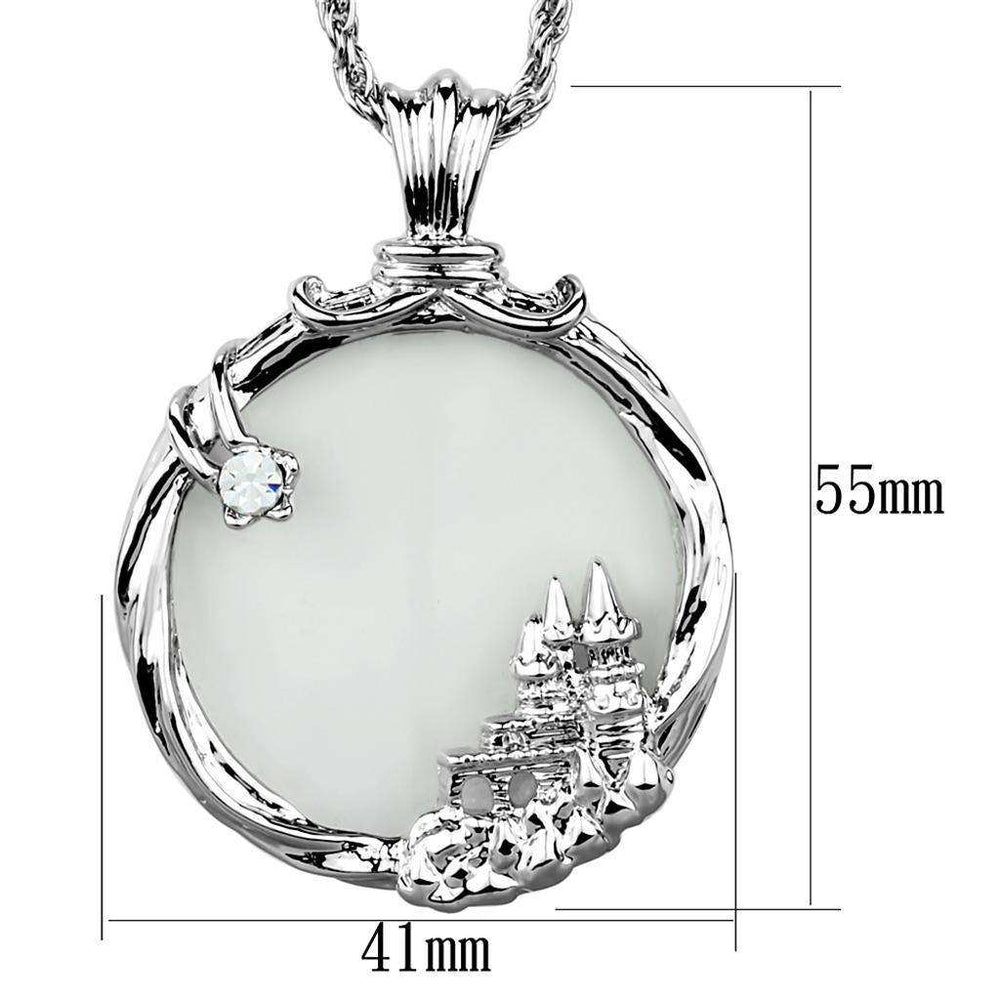 Alamode Rhodium Brass Magnifier pendant with Top Grade Crystal in Clear - Alamode - Flyclothing LLC