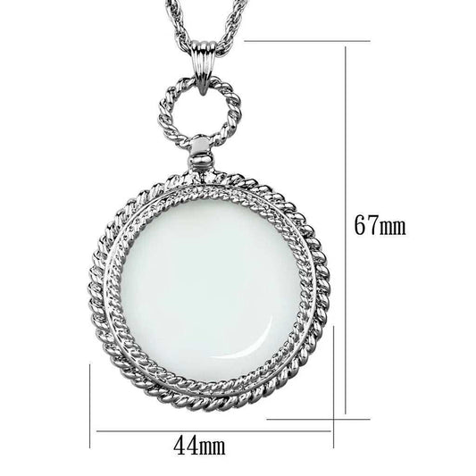 Alamode Rhodium Brass Magnifier pendant with Synthetic Synthetic Glass in Clear - Alamode - Flyclothing LLC